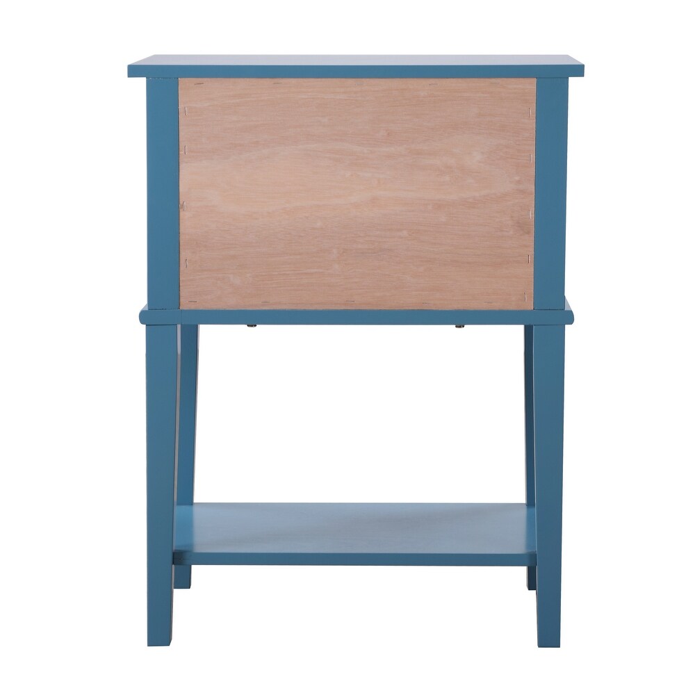 LYKE Home 2 Drawer Blue Nightstand