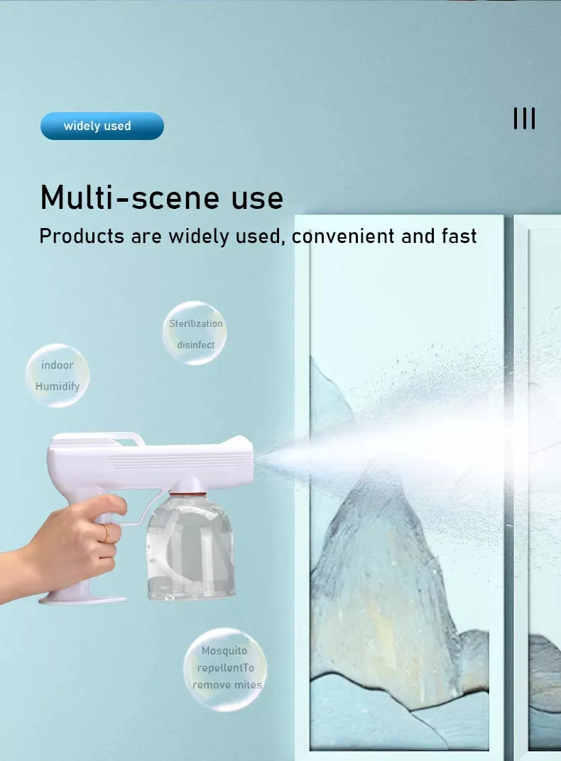 Handheld Rechargeable Nano Atomizer Large Capacity Electric Sprayer Nozzle Adjustable disinfect Fogger for Home