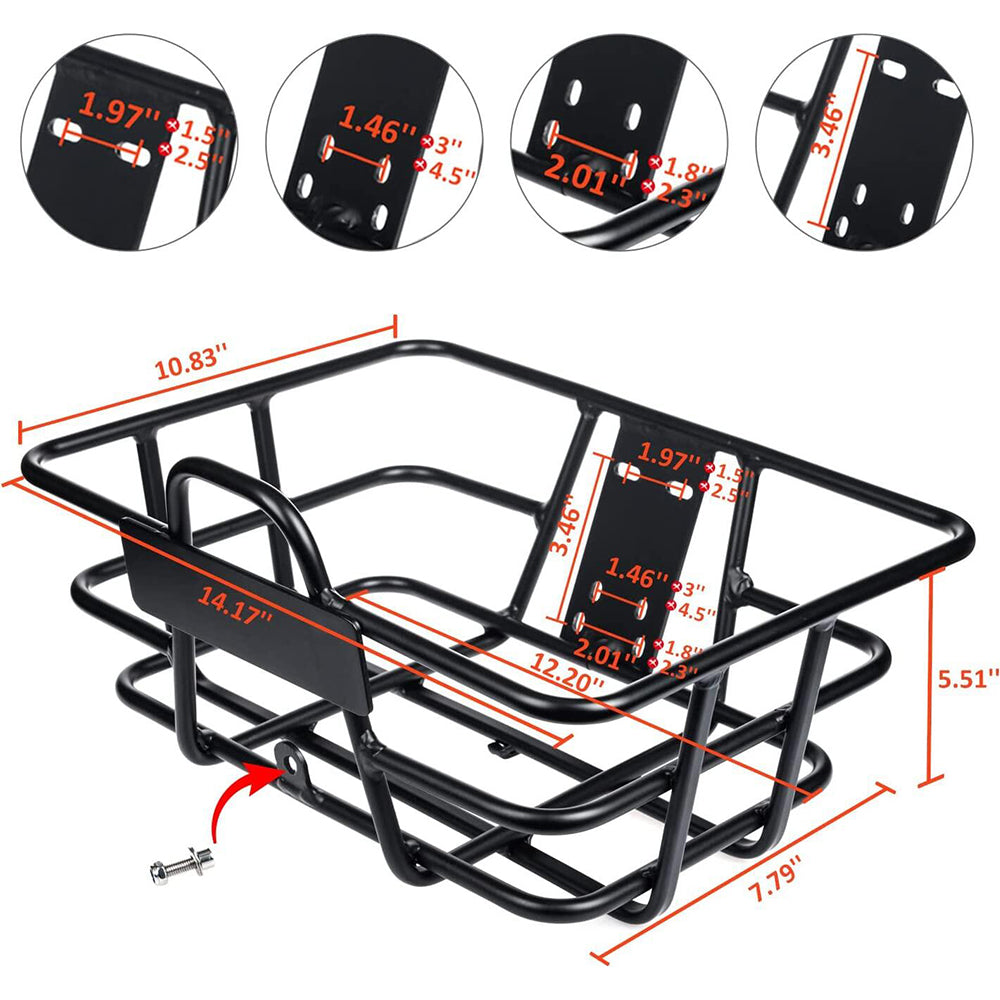 Addmotor Electric Bike Metal Front Basket， Bicycle Organizer for M-140/M-150/M-330/M-50/M-430/M-550/M-340