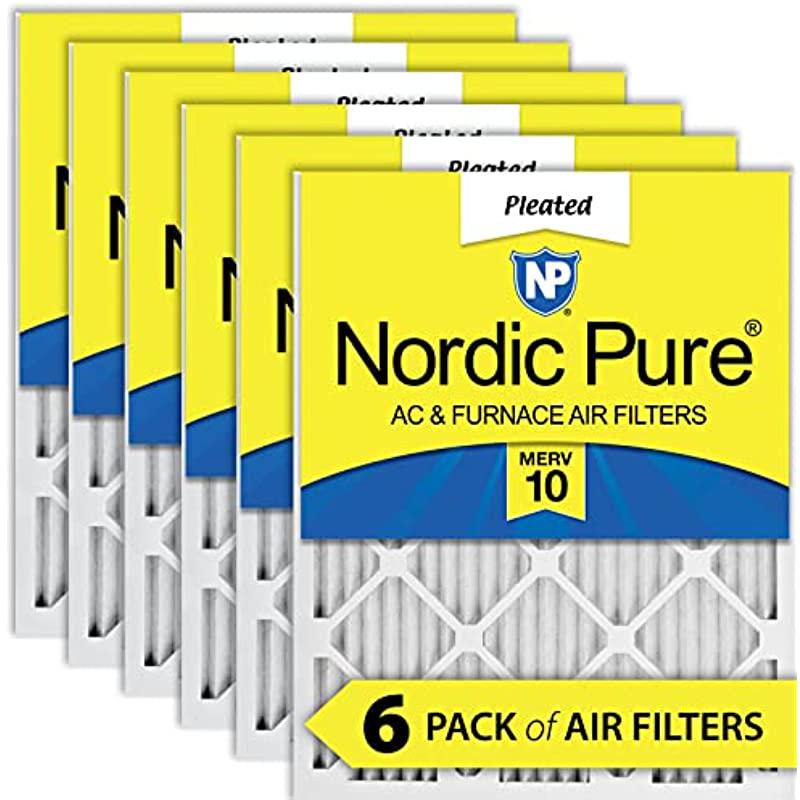 Nordic Pure 16x25x1 MERV 10 Pleated AC Furnace Air Filters 6 Pack