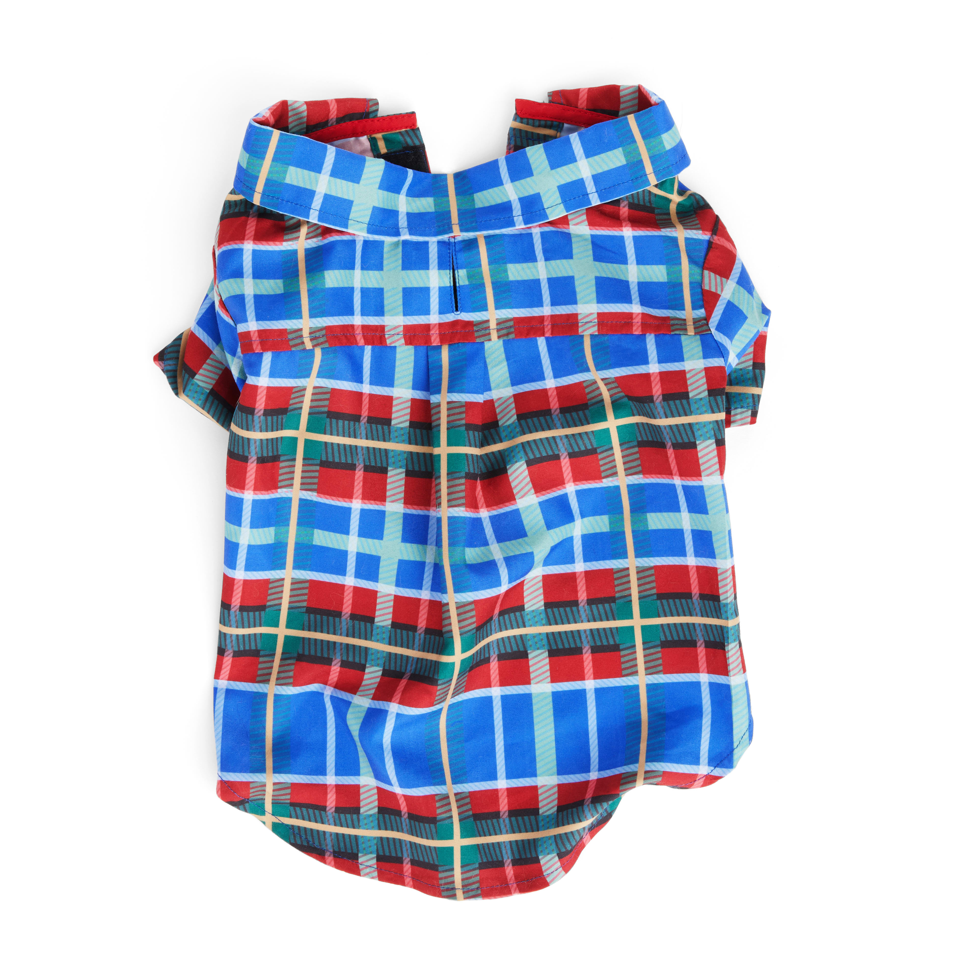 YOULY Blue Plaid Woven Dog Shirt， XX-Small