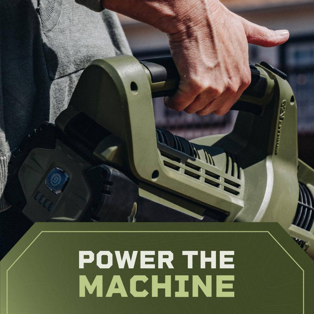 Green Machine 62V 2-Tool Combo Kit: 600 CFM 120 MPH Axial Blower 16 in Brushless String Trimmer 4Ah battery Rapid Charger (4 pcs) GMBT6200-CP