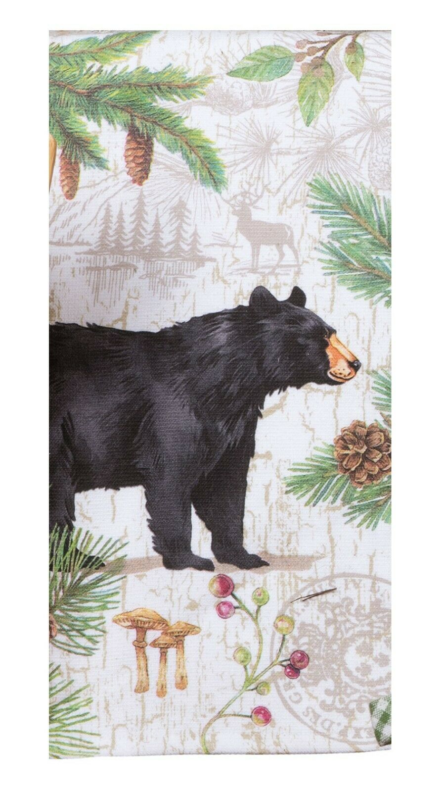 Set of 2 Pinecone Trails BLACK BEAR Terry Kitchen Towels by Kay Dee Designs