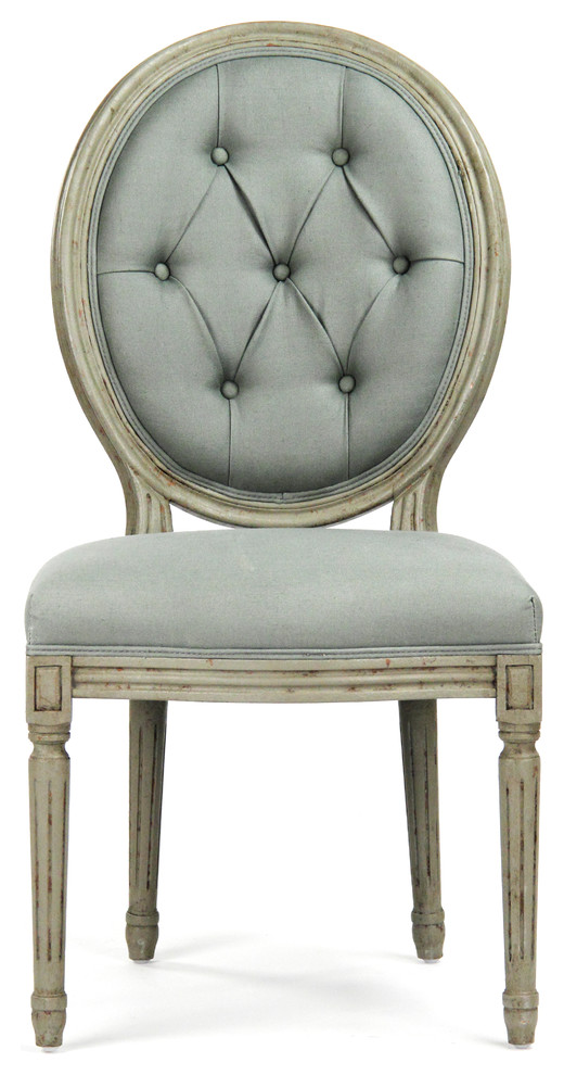 Medallion Side Chair  Sea Foam Green Linen   French Country   Dining Chairs   by Zentique  Inc.  Houzz