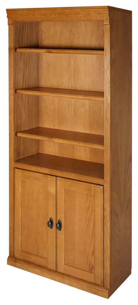 Huntington Oxford Wood Bookcase With Doors   Traditional   Bookcases   by Homesquare  Houzz