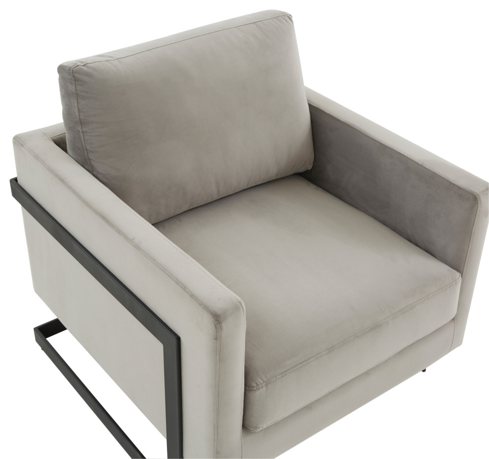 LeisureMod Lincoln Modern Velvet Arm Chair With Black Steel Frame   Transitional   Armchairs And Accent Chairs   by LeisureMod  Houzz