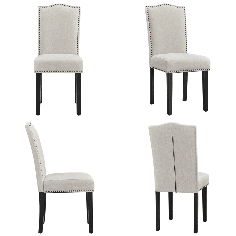 SMILE MART Modern Fabric Upholstered Dining Chairs for Kitchen， Beige