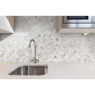 MSI Capri Blue Herringbone 11.63 in. x 11.63 in. x 10mm Honed Mosaic Marble Floor and Wall Tile (0.94 sq. ft.Each) CAPBLU-HBH