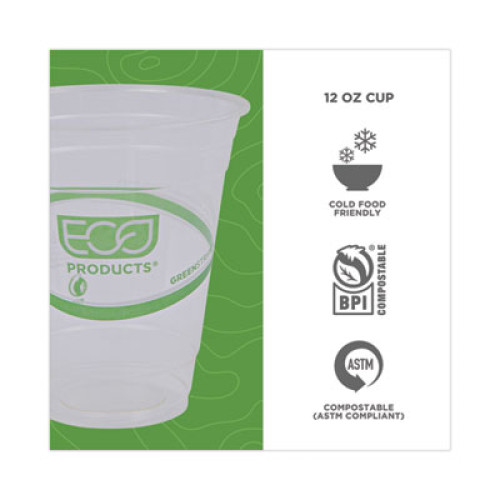 Eco-Products GreenStripe Renewable and Compostable Cold Cups Convenience Pack， 12 oz， Clear， 50/Pack (EPCC12GSPK)