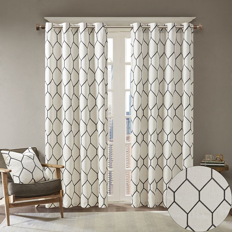 Madison Park Asher 1-Panel Light Filtering Grommet Window Curtain