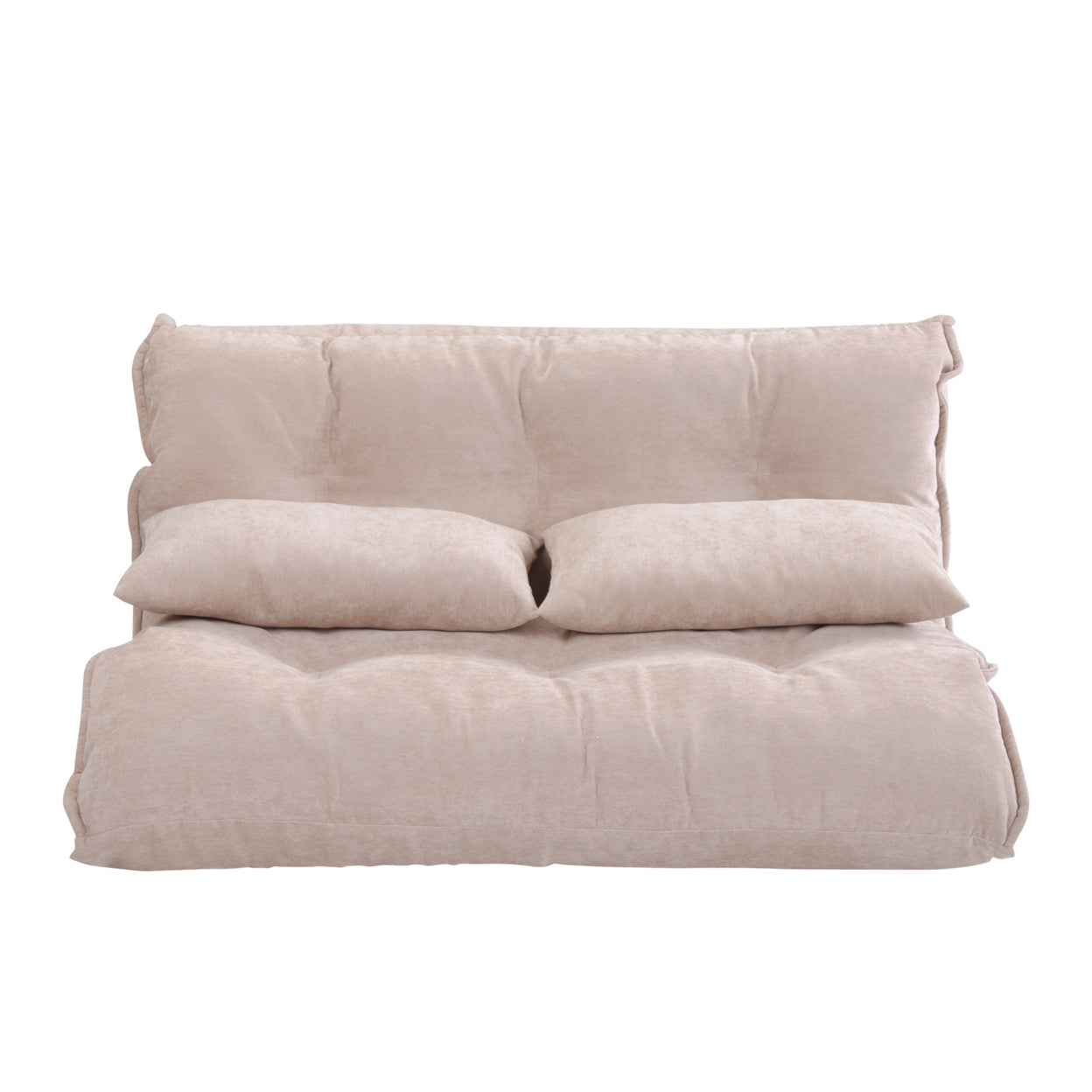 Adjustable Foldable Leisure Sofa Bed with Tufting, Beige- Saltoro Sherpi