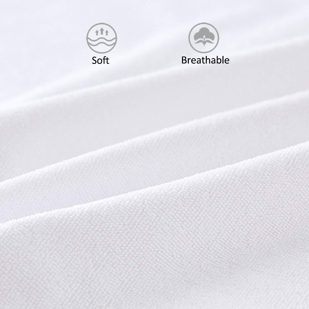 Waterproof and Breathable Premium Fitted Terry Mattress Protector   White