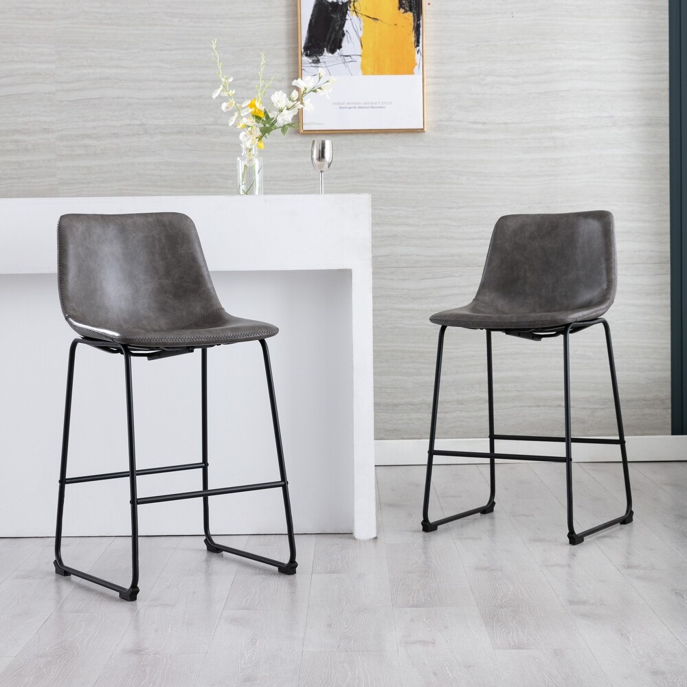 Corvus Thurso Faux Leather 24 inch Steel Counter Stool (Set of 2)