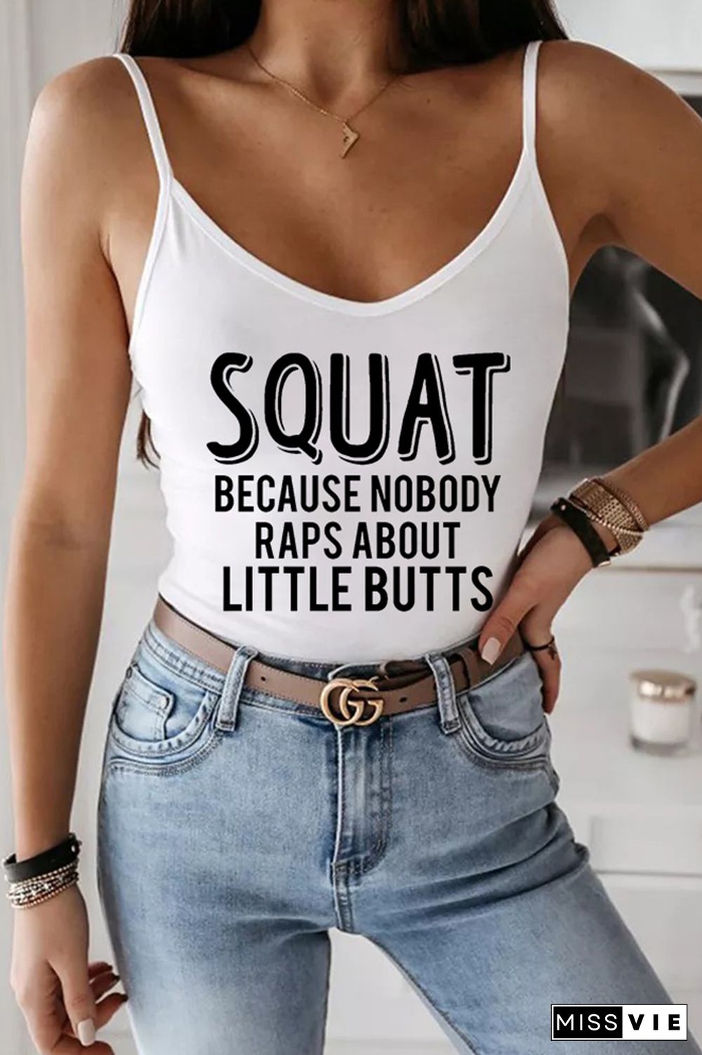 Squat Because Nobody Raps About Little Butts Printed Slip Tank Top Wholesale