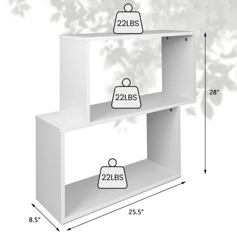 Hivago 2-tier Irregular Wood Bookshelf for Home and Office-White