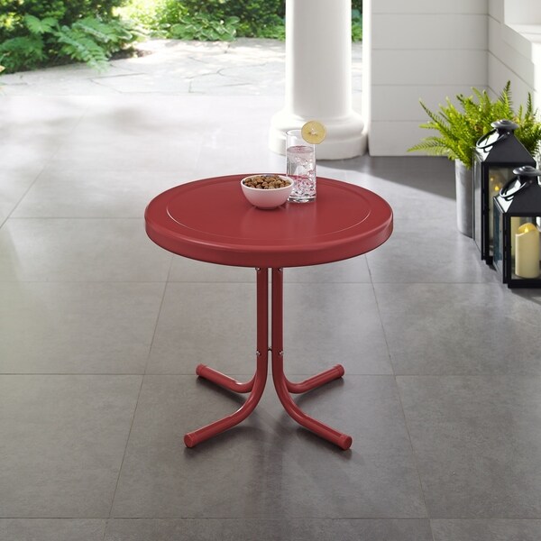 Crosley Retro Metal Side Table In Coral Red