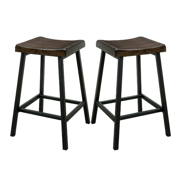 Set of Two Dining Side Chair in Medium Weathered Oak and Black Finish