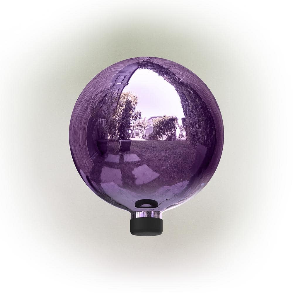 Alpine Corporation 10 in. Dia Indoor/Outdoor Glass Gazing Globe Festive Yard Decor, Dark Purple GLB292PL