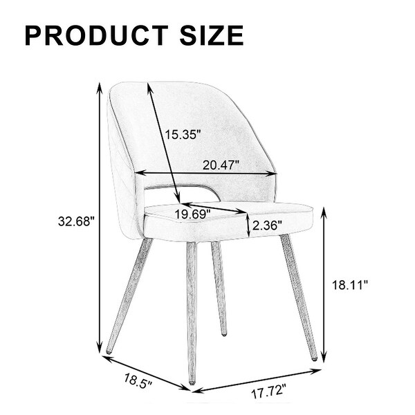 Set of 2 Modern Dining Chairs with Metal Legs