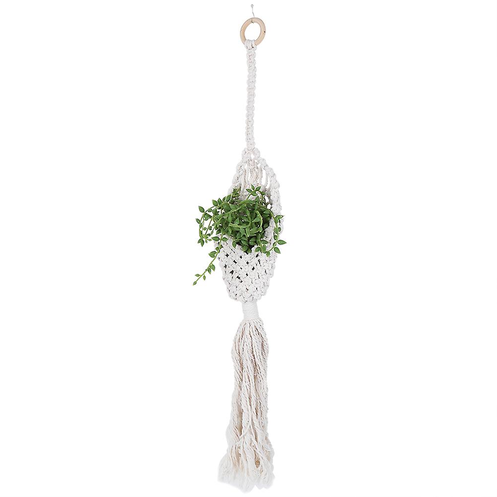 Hand Woven Cotton Rope Hanging Basket Plant Flower Pot Hanger For Balcony Garden Decoration