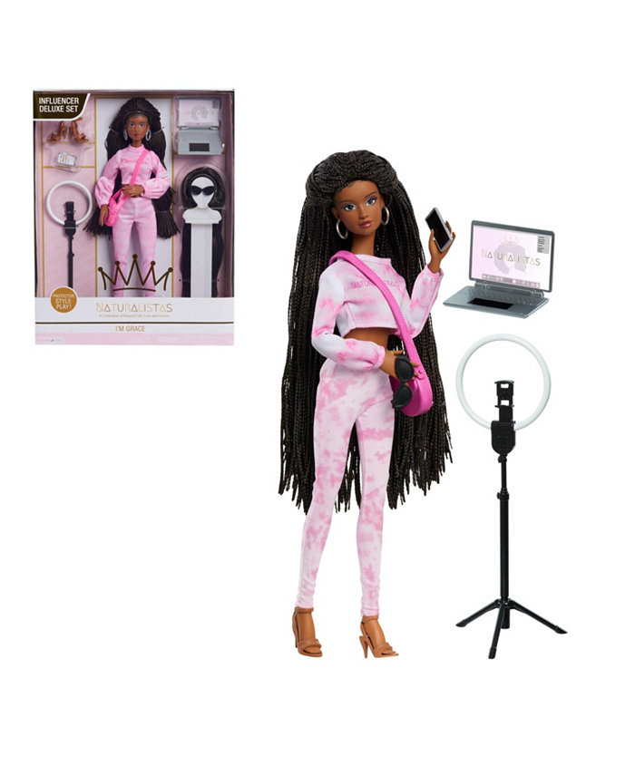 Naturalistas 11.5 Grace Fashion Doll and Accessories with 4B Textured Hair  Medium Brown Skin Tone  Deluxe Influencer Set