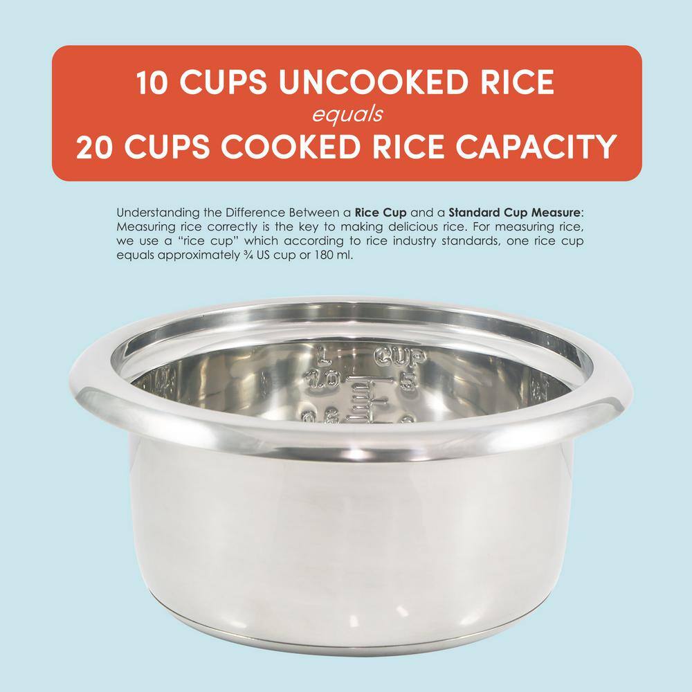 Elite Gourmet 10-cup Rice Cooker with 304 Stainless-Steel Inner Pot ERC2010BX