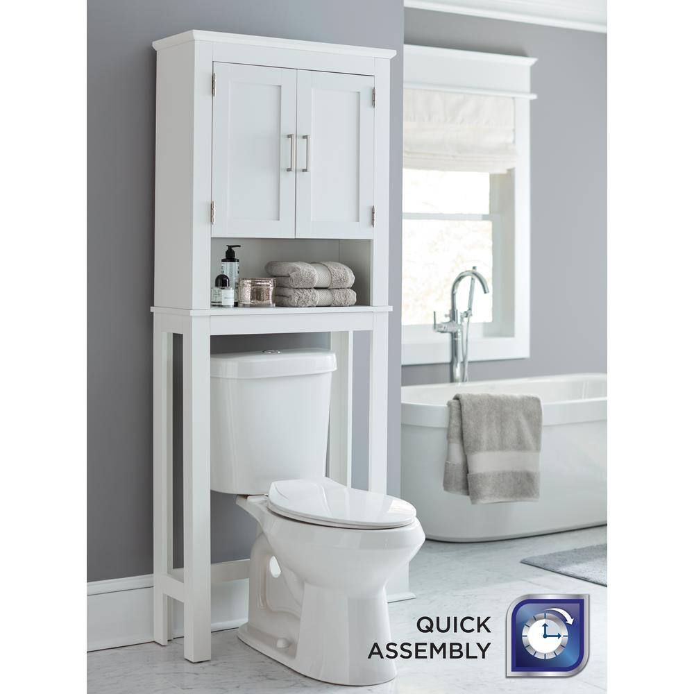 Glacier Bay Shaker 26.5 in. W x 68 in. H x 10.1 in. D White Over-the-Toilet Storage 5323WWHD