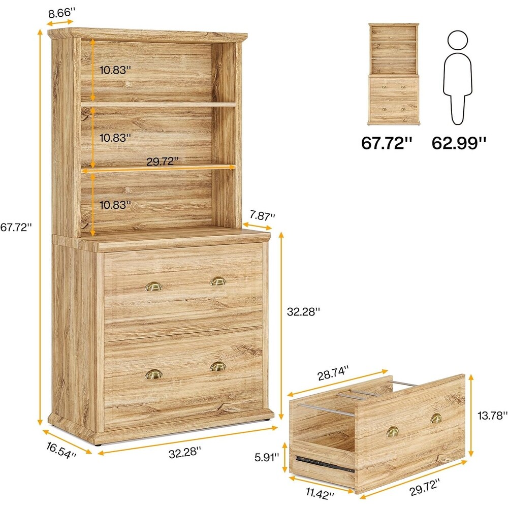 67.7 Inches Vertical File Cabinet  Tall Wood Bookcase