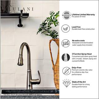 Lulani Moorea 1-Handle Dual Sensor Pull Down Sprayer Kitchen Faucet in Brushed Nickel KA-900-30BN