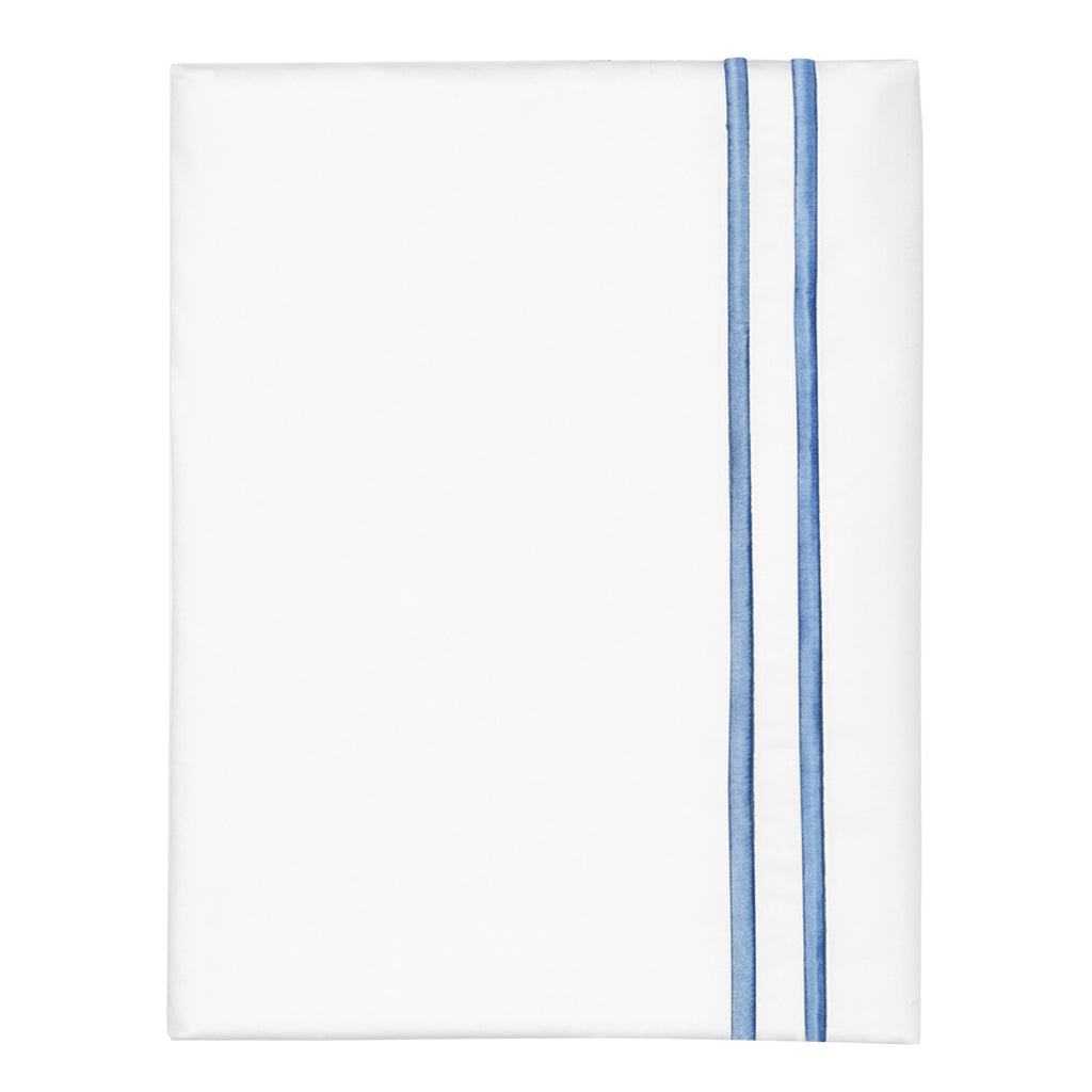 Capri Blue Lines Embroidered Pillowcase Pair