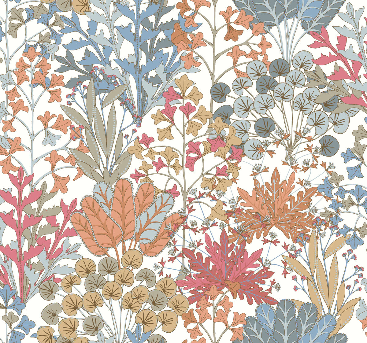 Sample Forest Floor Wallpaper in Coral from the Blooms Second Edition