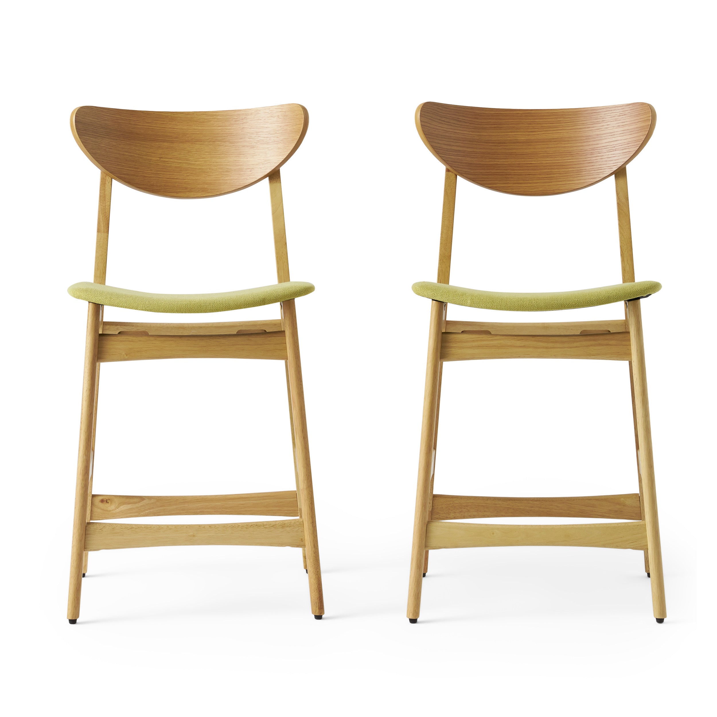 Molle Oak Finish Mid Century Design 24-Inch Counter Stools (Set of 2)