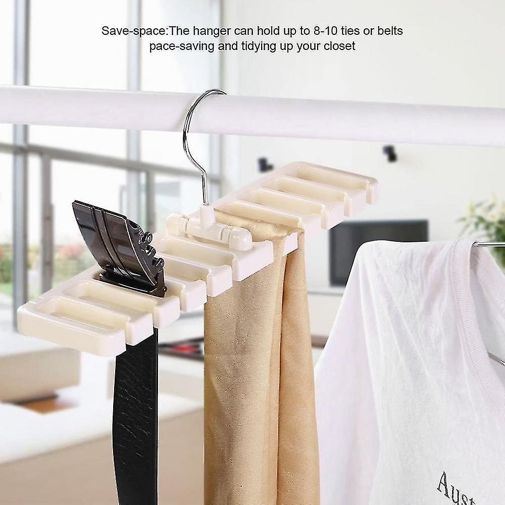 10 Slot Tie Belt Scarf Rack Holder Organizer (beige)