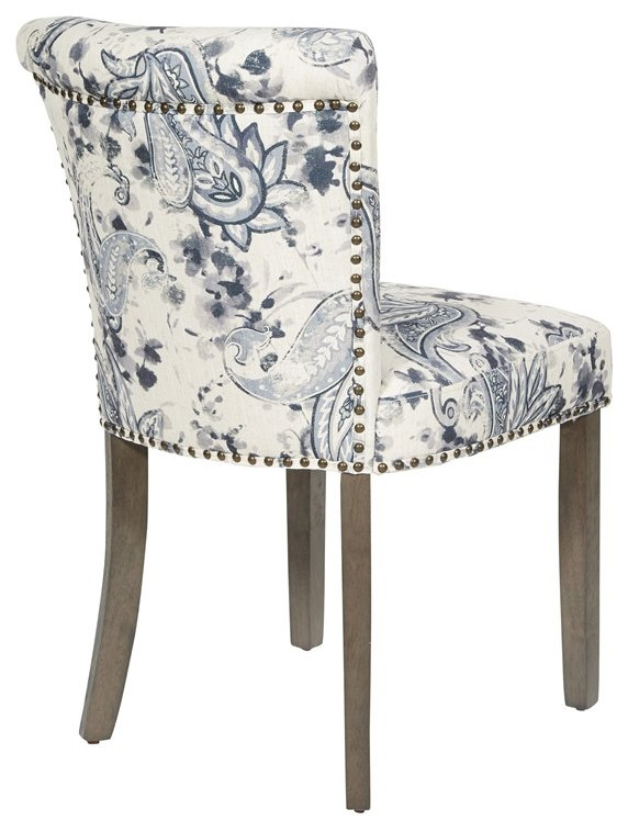 Kendal Dining Chair in Smoke Gray Fabric with Nailhead Detail   Mediterranean   Dining Chairs   by Homesquare  Houzz