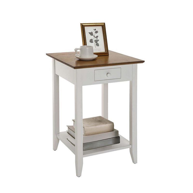 Convenience Concepts American Heritage 1 Drawer End Table with Shelf， Driftwood/White