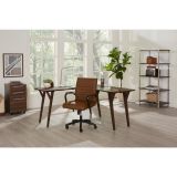 Modern Comfort Winsley Bonded Leather Mid-Back Manager's Chair， Brown/Black， BIFMA Certified