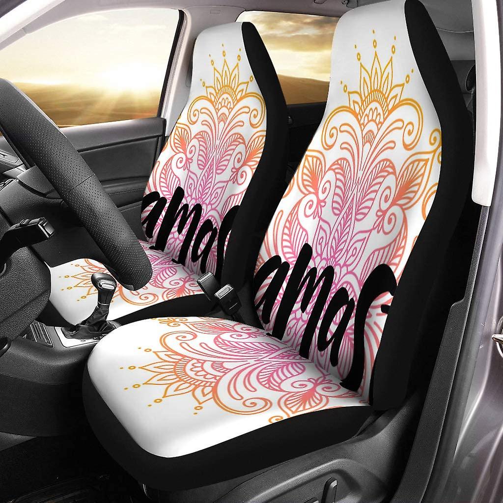 Set Of 2 Car Seat Covers Flowers Universal Auto Front Seats Protector Fits For Car，suv Sedan，truck D---46069