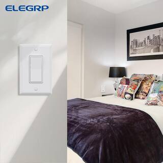 ELEGRP Decor 15 Amp Single Pole Rocker Light Switch with Wall Plate White (10-Pack) 1004A