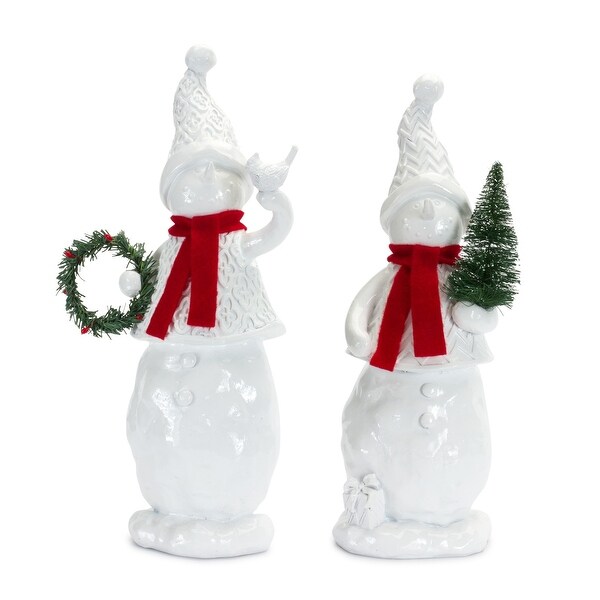 Set of 2 Snowman with Scarf Christmas Tabletop Figurines 11.25