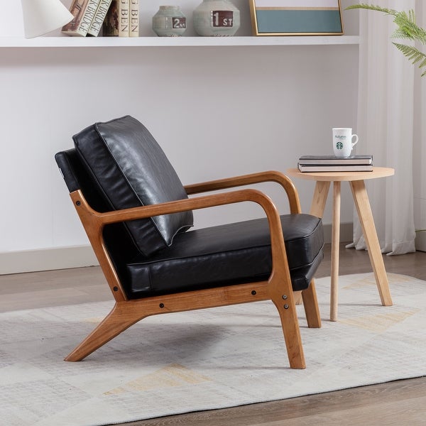 Accent Chair Modern Wood Upholstered Arm Chair