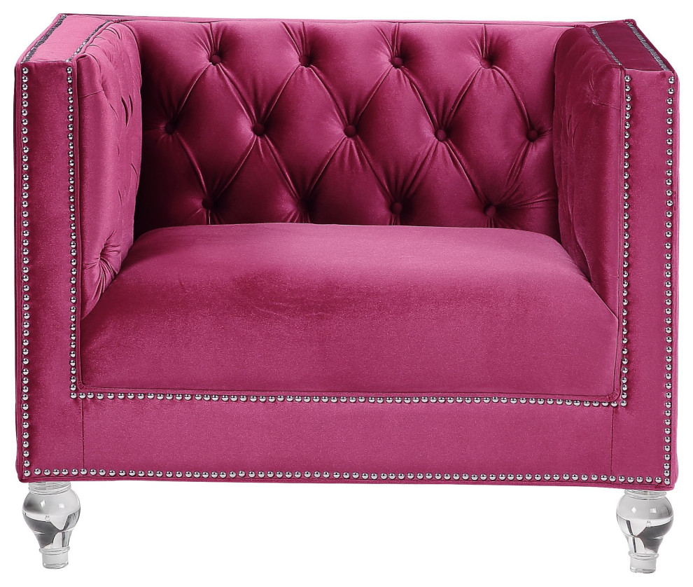 Heibero Chair  Burgundy Velvet   Traditional   Armchairs And Accent Chairs   by Acme Furniture  Houzz