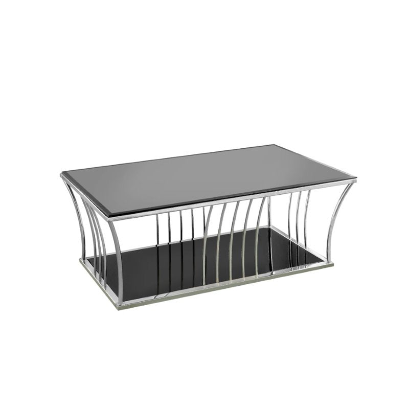 Furniture of America Lethe Modern Metal Coffee Table in Black and Chrome