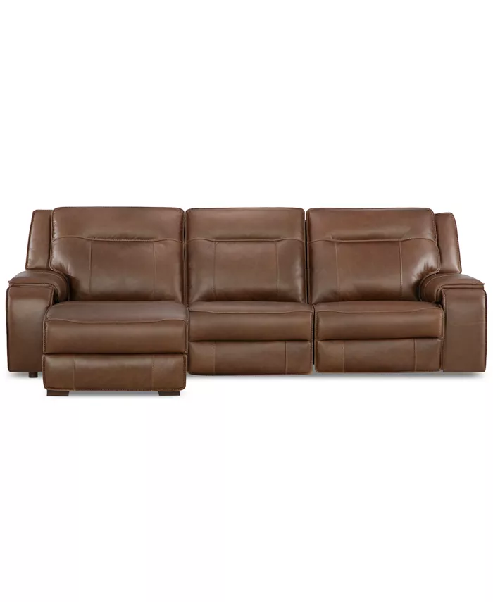 Furniture Hansley 3-Pc Leather Sofa with 2 Power Recliners and Chaise