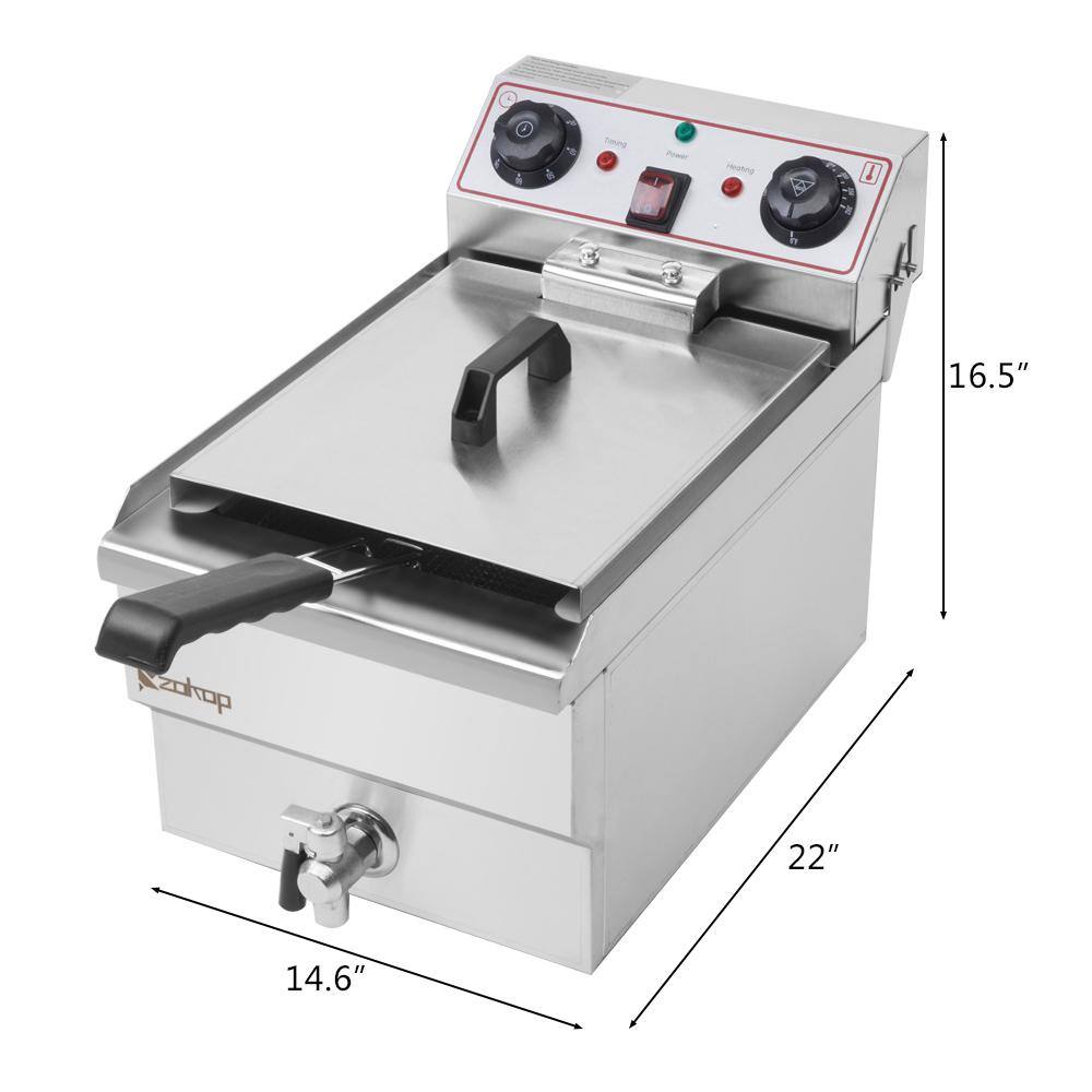 Winado 8.5 qt. Stainless Steel Single Tank Deep Fryer with Faucet 625250723150