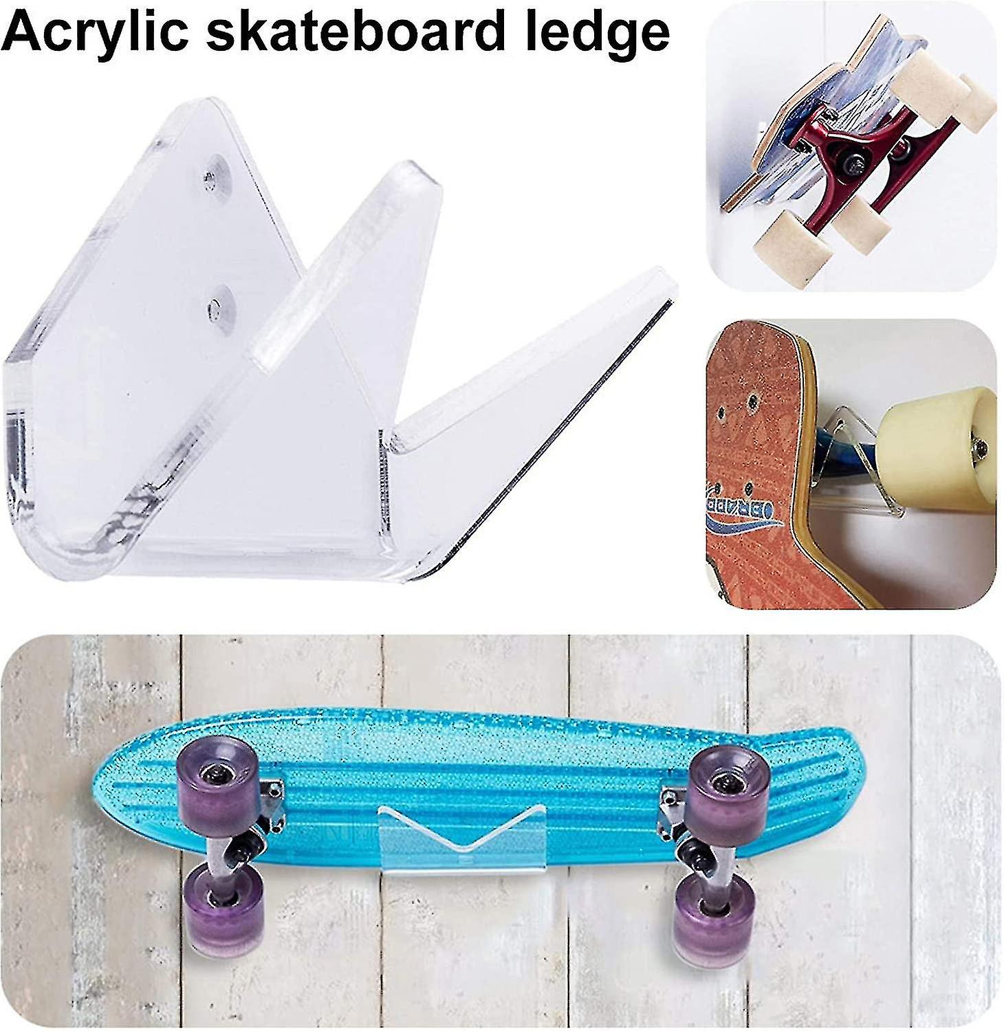 Wall Bracket For Skateboard，skateboard Deck Display Wall Mount Hanger Rack For Longboards， Durable High Load Carrying Skateboard Ledge Acrylic Transpa