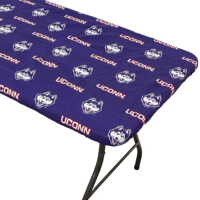 NCAA Uconn Huskies Tailgate Fitted Tablecloth， 72 x 30