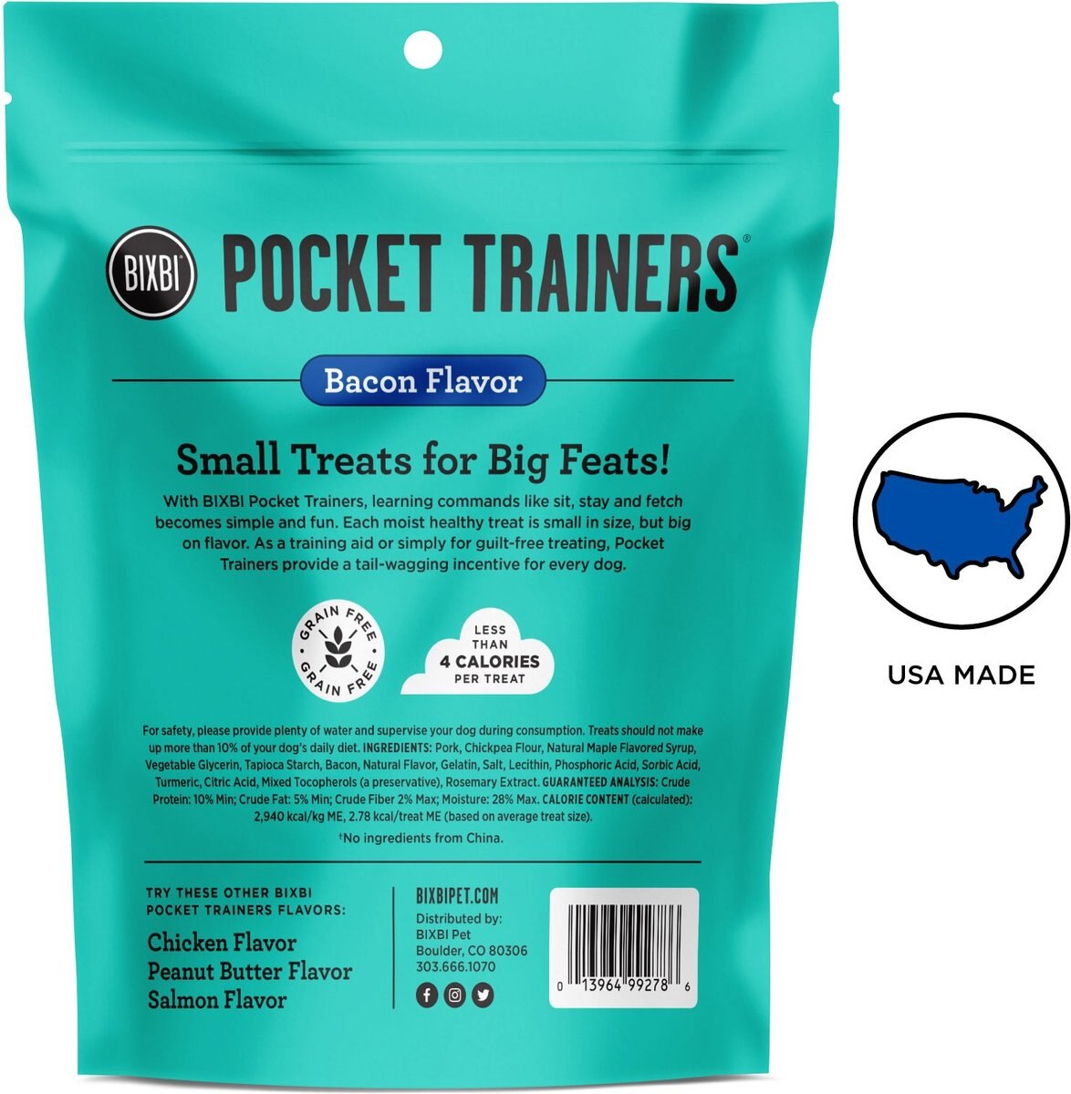 BIXBI Pocket Trainers Bacon Flavor Grain-Free Dog Treats