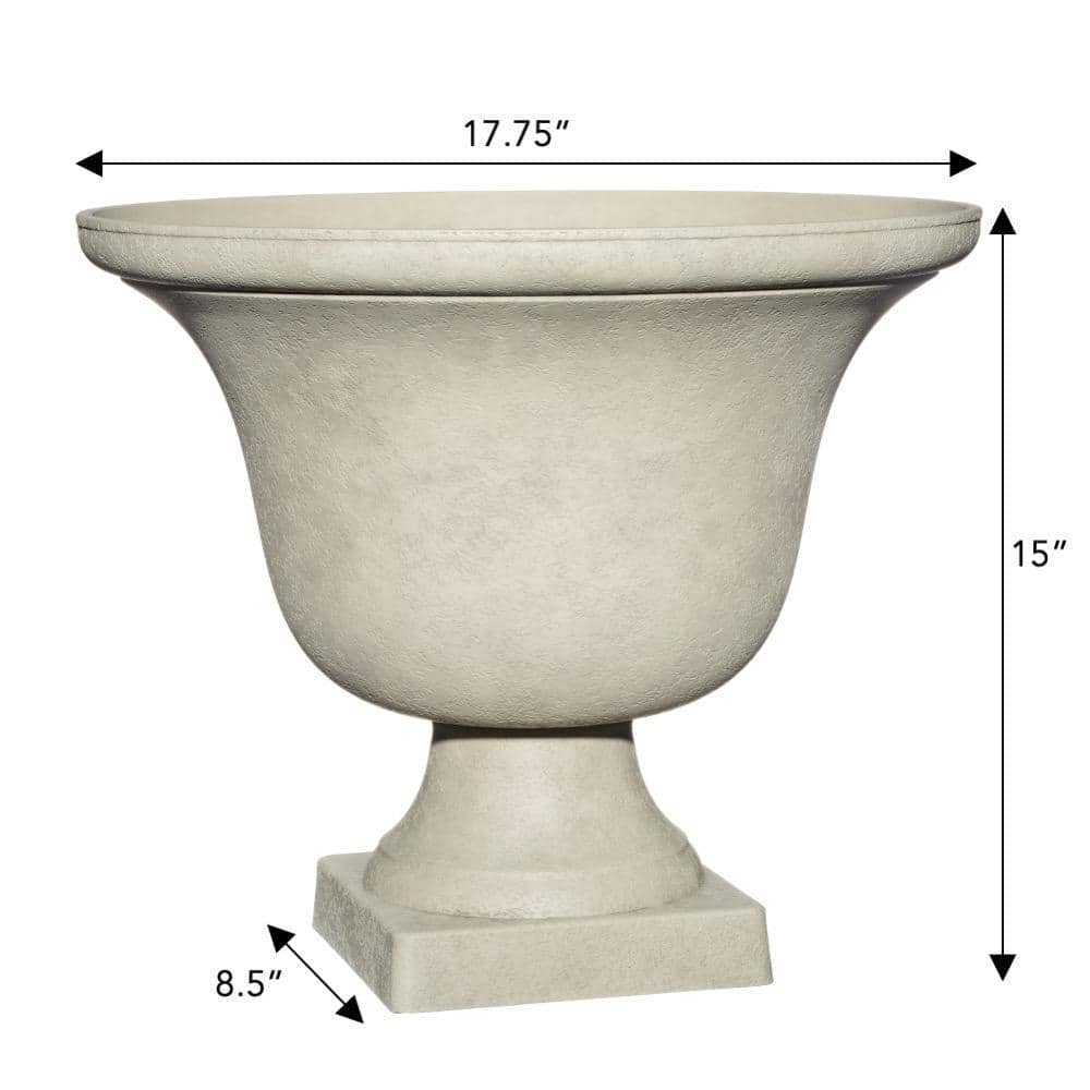 Vigoro 17.8 in. Elise Large White Textured Resin Urn Planter (17.8 in. D x 15 in. H) with Drainage Hole HD1436-598R