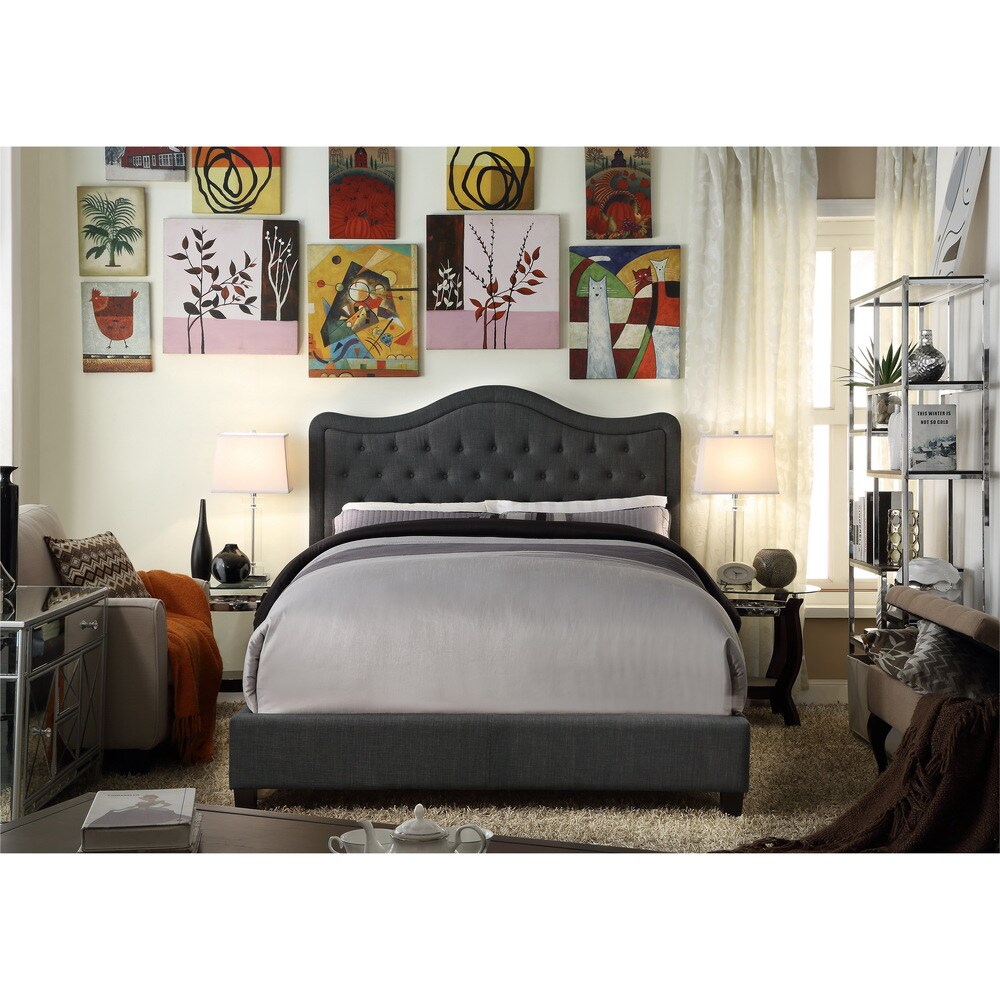 Adella Linen Tufted Upholstered Full Size Bed Frame