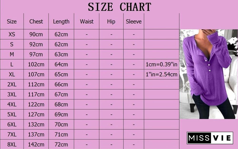 XS-8XL Plus Size Fashion Clothes Women's Casual Autumn and Winter Tops Long Sleeve Tee Shirts Cotton Pullover Sweatshirts Deep V-neck Shirts Ladies Blouses Solid Color Button Up Loose T-shirts